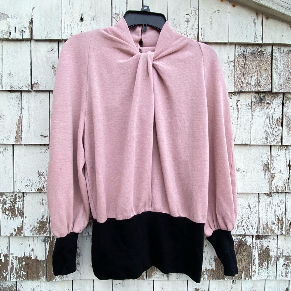 Mark Heister Balloon Long Sleeves Pink/Black Top